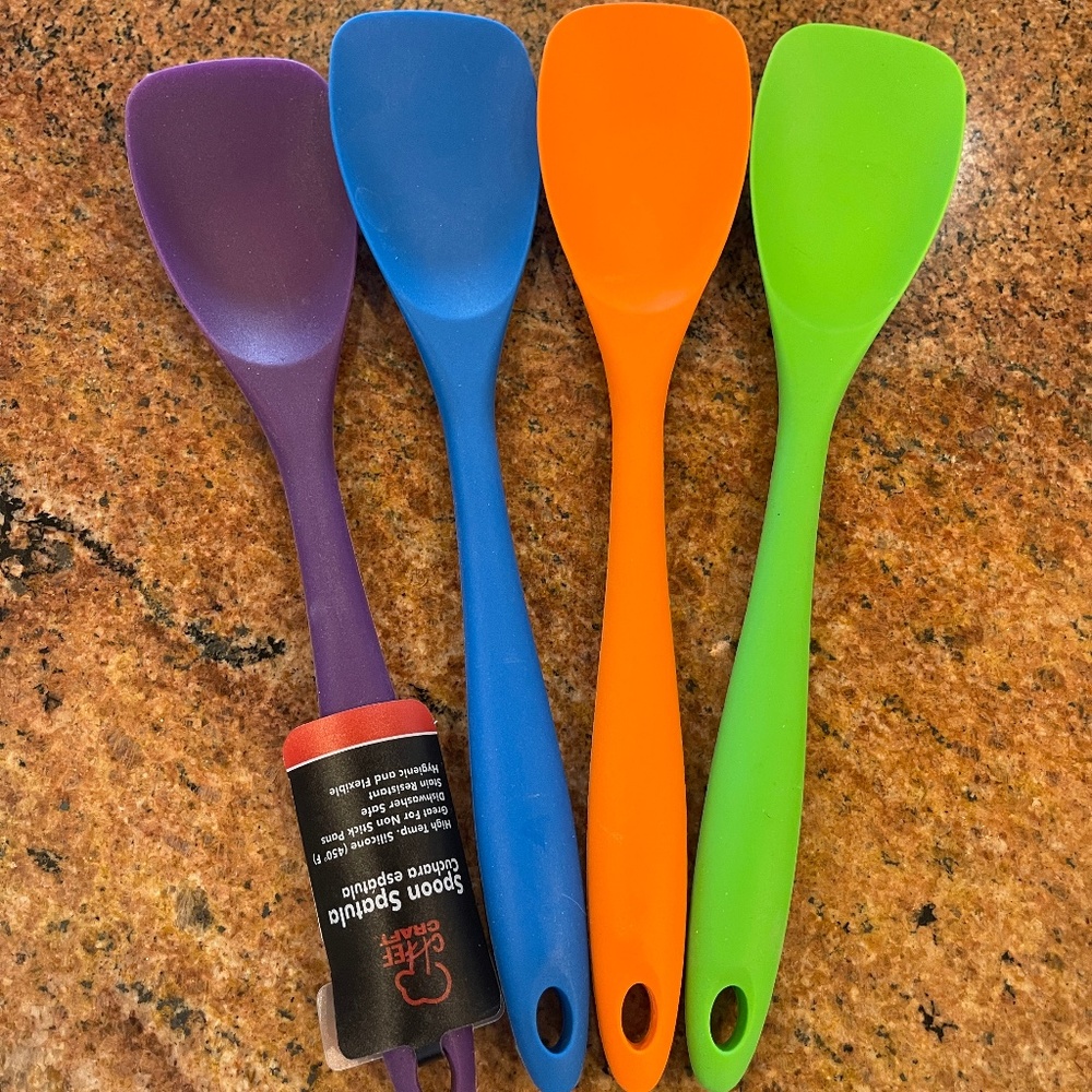 NEW! Four Chef Craft Silicone Spoon/Spatulas. One of each color.